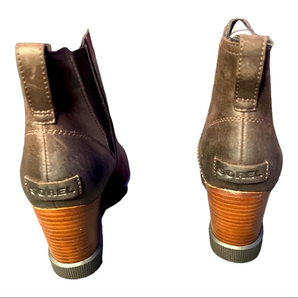 Sorel Wedge Joan Uptown Leather Chelsea Boot Blacknd Brown Waterproof Winter - Picture 8 of 11